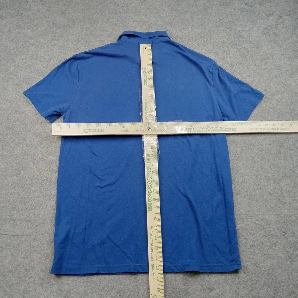 Polo Jeans Company Polo Shirt Mens‎ Medium Blue Solid Cotton Flag Casual Top